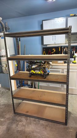 garage shelf unit and pressure washer