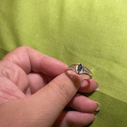 Real 925 Sterling Silver Blue Sapphire Wedding Ring Size 9