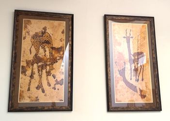 Professionally framed handmade African batik art