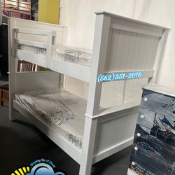 Twin Twin White Pine Bunk Bed 🪵
