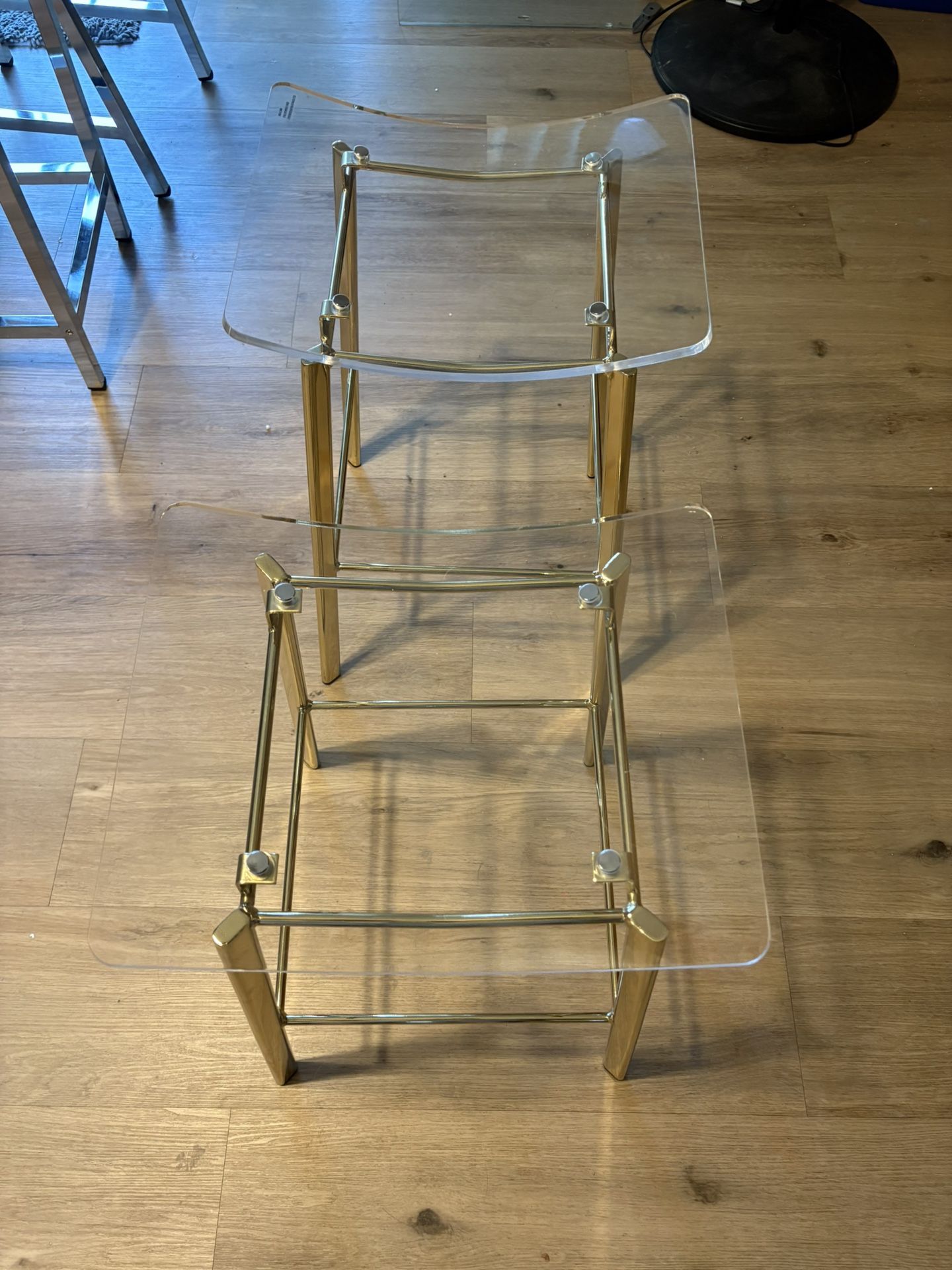 2 X Acrylic Bar Stools / Gold