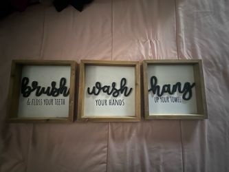 Set of 3 Farmhouse Bathroom Wall Signs