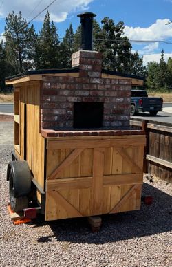 Wood fired pizza oven on trailer