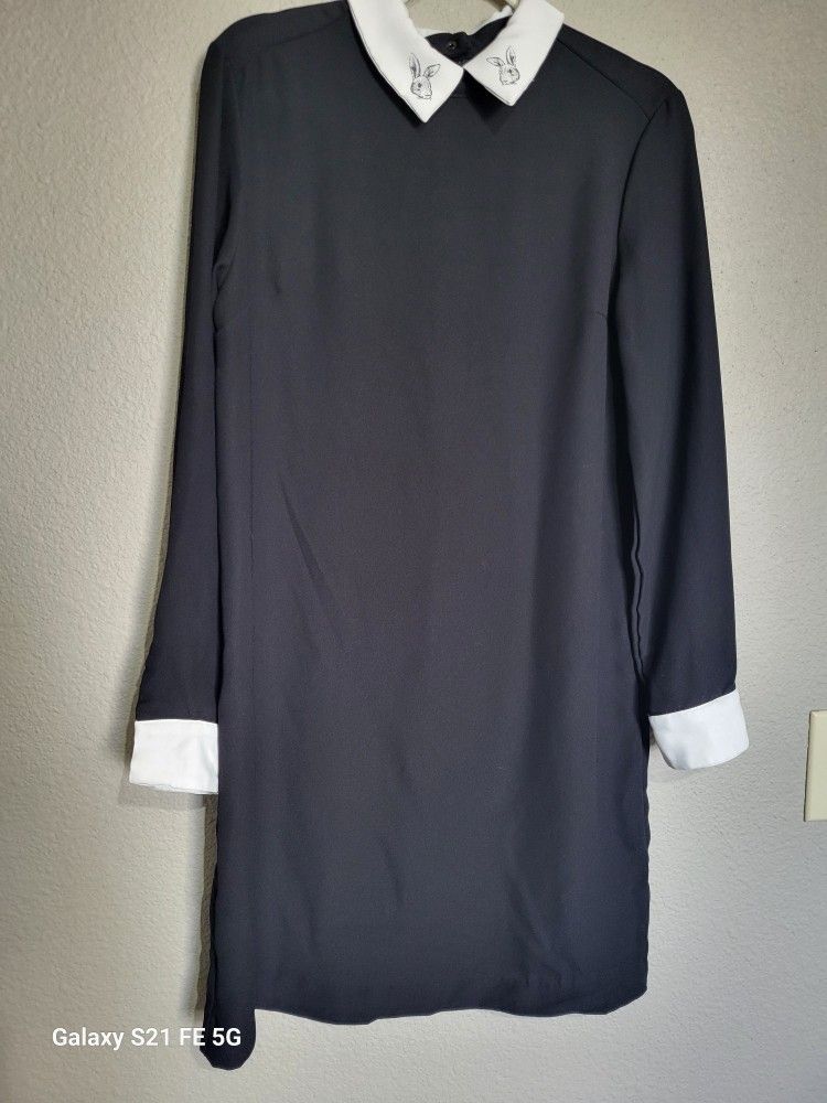 Victoria Beckham For Target Black Dress White A Rabbit Detail Size M