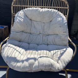 LARGE RATTAN EGG CHAIR WORLD MARKET CUSHION