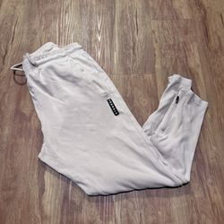 Young LA Men’s Skinny Joggers Size Large Skinny Ankle zipper Tapered Beige Tan A