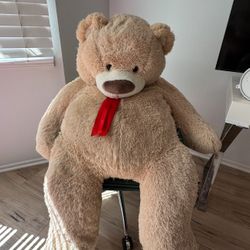 GIANT 5ft stuffed teddy bear with red bow 