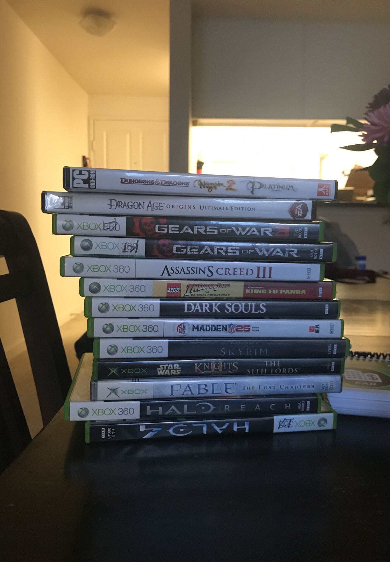 Xbox 360 games and a couple PC games