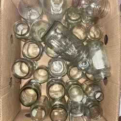 glass jars and shot glasses