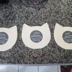Lot Of 3 Wooden Cat Photo Frames