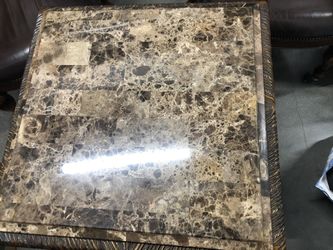 Real Marble And Walnut Wood End Table