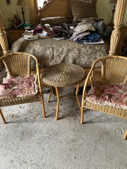Wicker Table and 2 Chairs