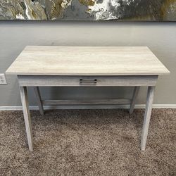 42” W Paulo Wood Weathered White Writing Desk with Drawer
