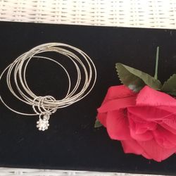 NWT Silver Fashion Dangling  Bangles Rhinestones