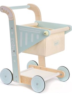 Wooden Baby Walker for Girls Boys, Wooden Shopping Cart for Kids Toddlers