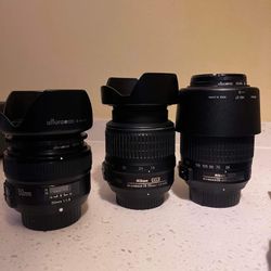 Nikon Lenses | F Mount | 18-55mm, 55-200mm, And 50mm Prime Lens