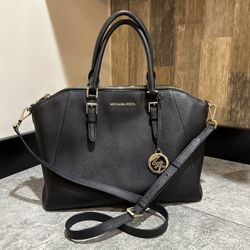Michael Kors Large Black Leather Handbag Tote Satchel