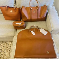 New Brown Faux Leather Bag/Luggage Set