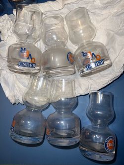 Set of 6 vintage Dave & Buster’s "Over/Under" double bubble shot glasses