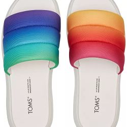 NWOT Toms Women’s Rainbow Mallow Slide Sandals Size 