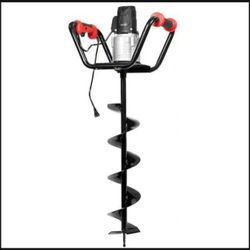 8 in. Digging Auger Drill Bit in Black with 1500-Watt 1.6 HP Electric Earth Post Hole Digger