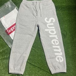 GREY SUPREME SWEATPANTS