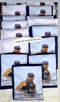 15 Personalized memorial photo shirts front & back done 🤍