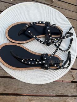 Isabel Marant Black Studded Leather Sandals Size 3
