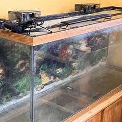 55 Gallon Fish Tank, Wood Cabinet,  Accessories 