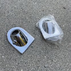 1958 Chevrolet Chevy Wiper Blade Base Bezel Escutcheons Chrome Left Right Pair New Reproduction Windshield 