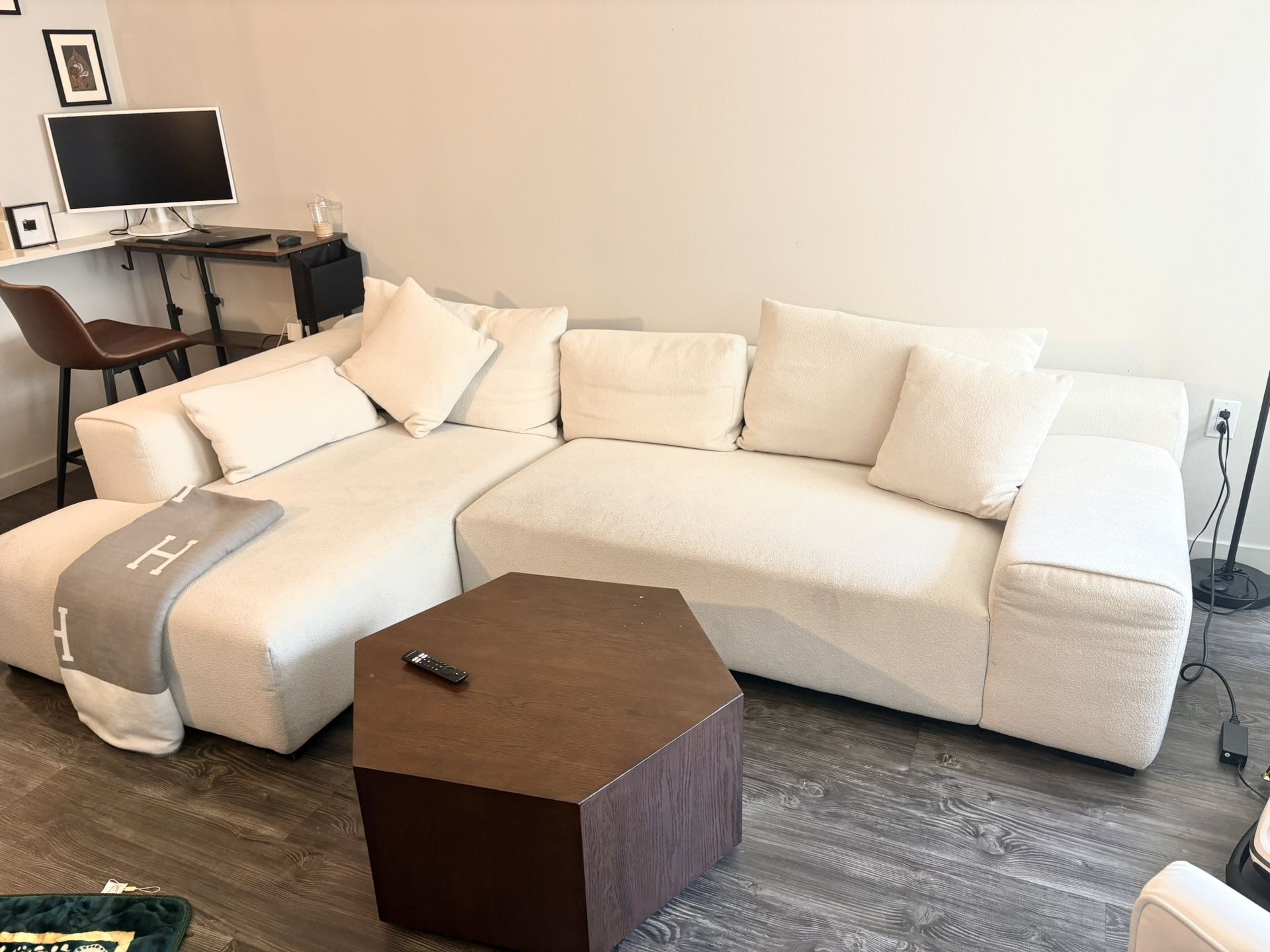 Acanva Modern Oversized Modular L Shaped Sectional Sofa Set for Living Room, Minimalist Style Comfy 4-Seat Corner Couch, Left Chaise, Wool-Like