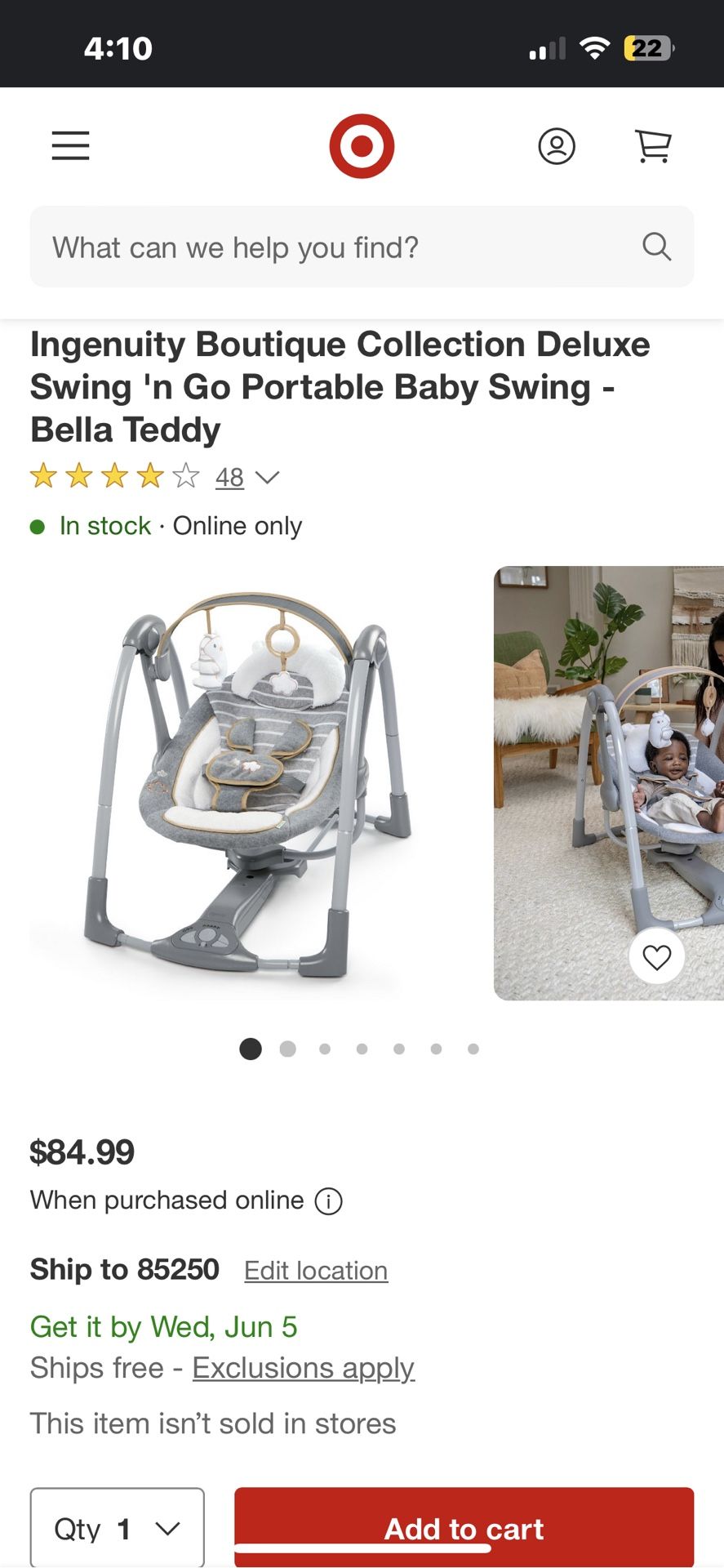 Ingenuity Portable Baby Swing -Deluxe