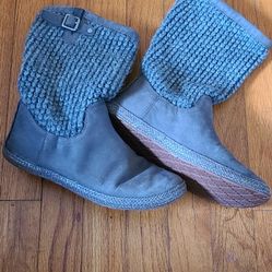 Ugg Suede And Knit grey Boots Sz 7