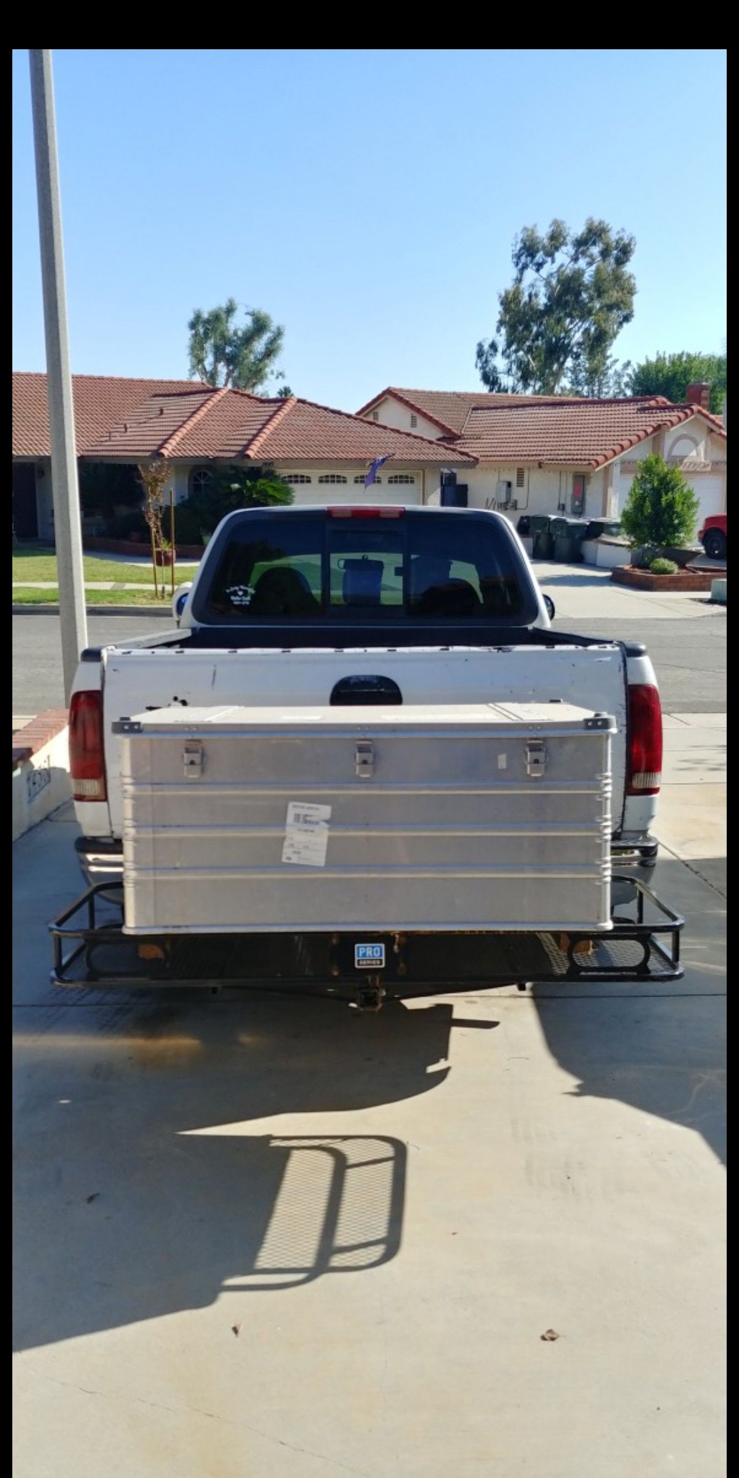 Cargo rack for trailer hitch and aluminum box for Sale in Rancho