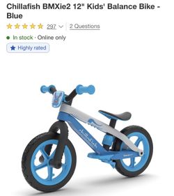 Chillafish BMXie2 12” Balance Bike Blue 
