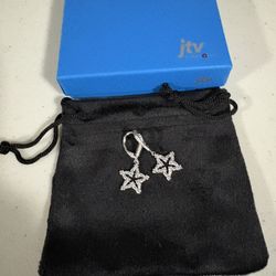 BELLA LUCE RHODIUM OVER STERLING SILVER STAR EARRINGS NEW IN BOX