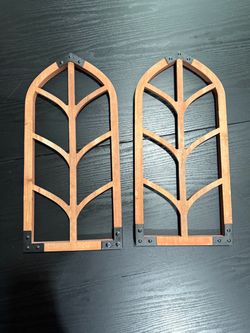 Set of 2 Arched Wood Window Frame Wall Decor