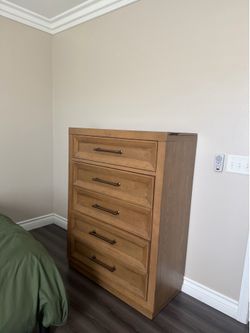 Solid wood tall dresser with lift top chest