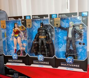 DC Multiverse McFarlane Vault Collection Bundle of 3 Action Figures: Wonder Woman Classic, Batman TDK, Joker Dark Knight