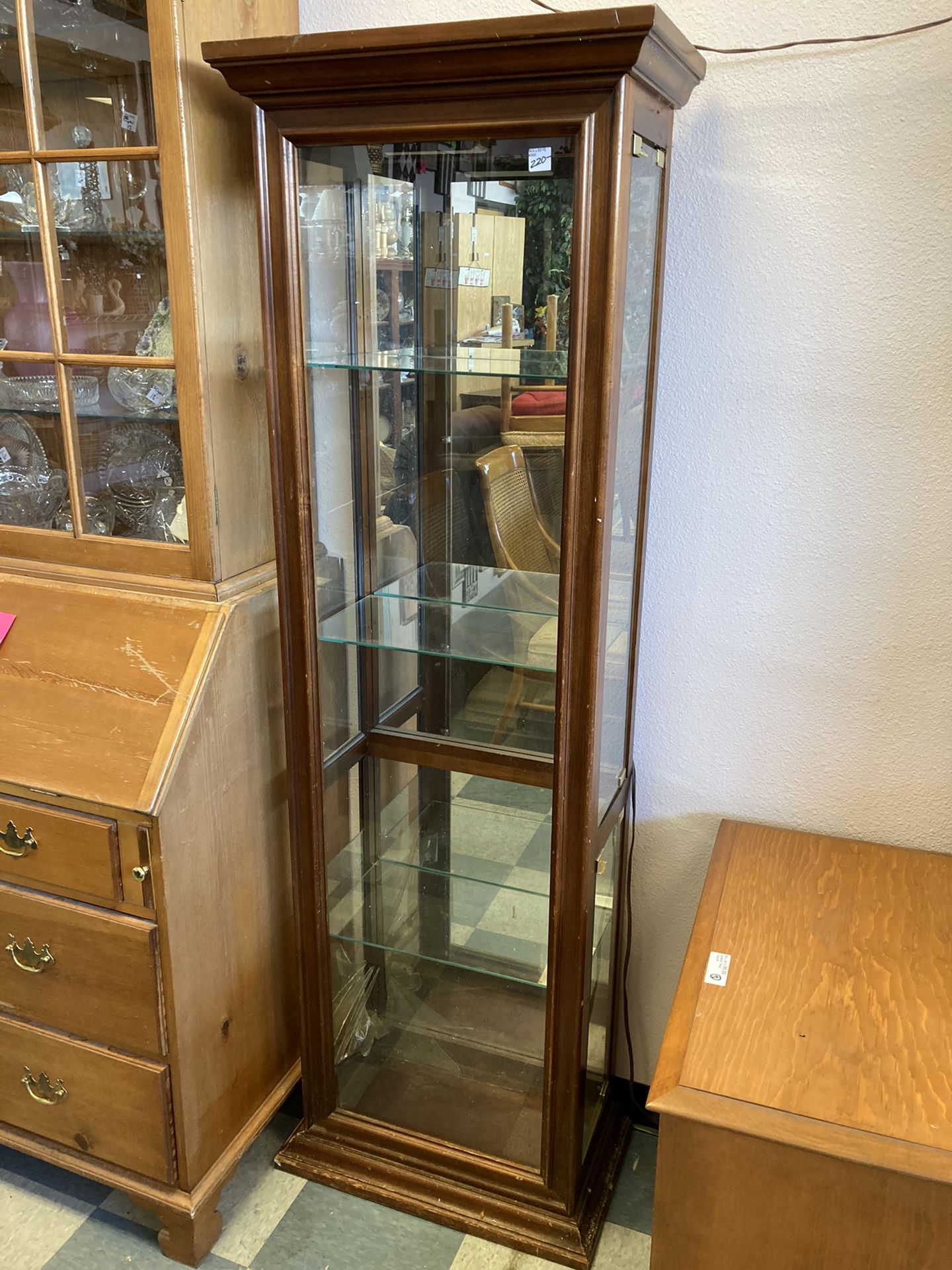 Curio Cabinet With Light 5 Shelf Glass On 3 Sides