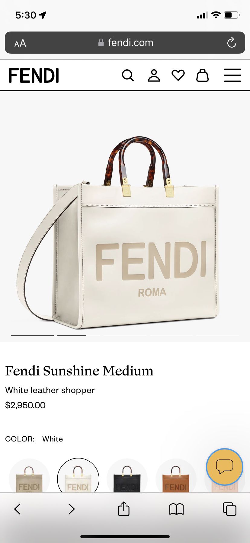 Fendi Sunshine Medium - White leather shopper