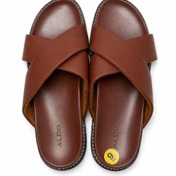 Mens ALDO EMETT Leather Slide Sandals 1114510 sz 9 M ~ Excellent