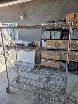 ULINE 48x24x69 Rolling storage rack! Retails $320 online!! Heavy duty!! Buy 2 or more $80 each!!