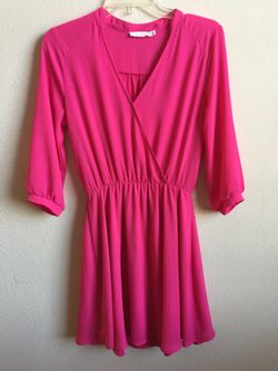 Fuschia Pink Long Sleeved Flowy Dress