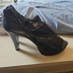 Black High Heel Open Toe Shoes