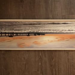 Surf Print In White Washed Frame