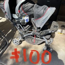 Double Stroller with Carrier
