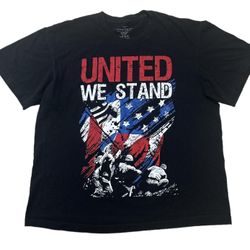 Faded Glory T Shirt Men’s XL Black United We Stand Graphic Print Tee Casual USA