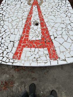 FREE FRIDAY. Angels mosaic custom table. Heavy and sturdy. Pick up today. It’s heavy.
