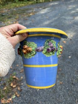 Italian Majolica Terra cotta Cachepot